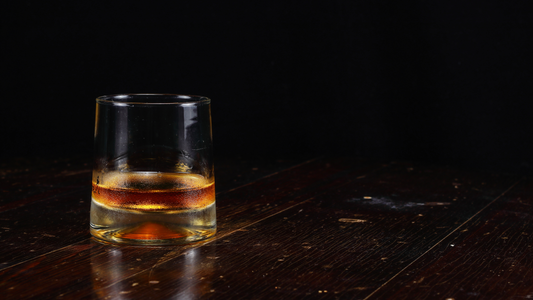 A glass beside the groove
